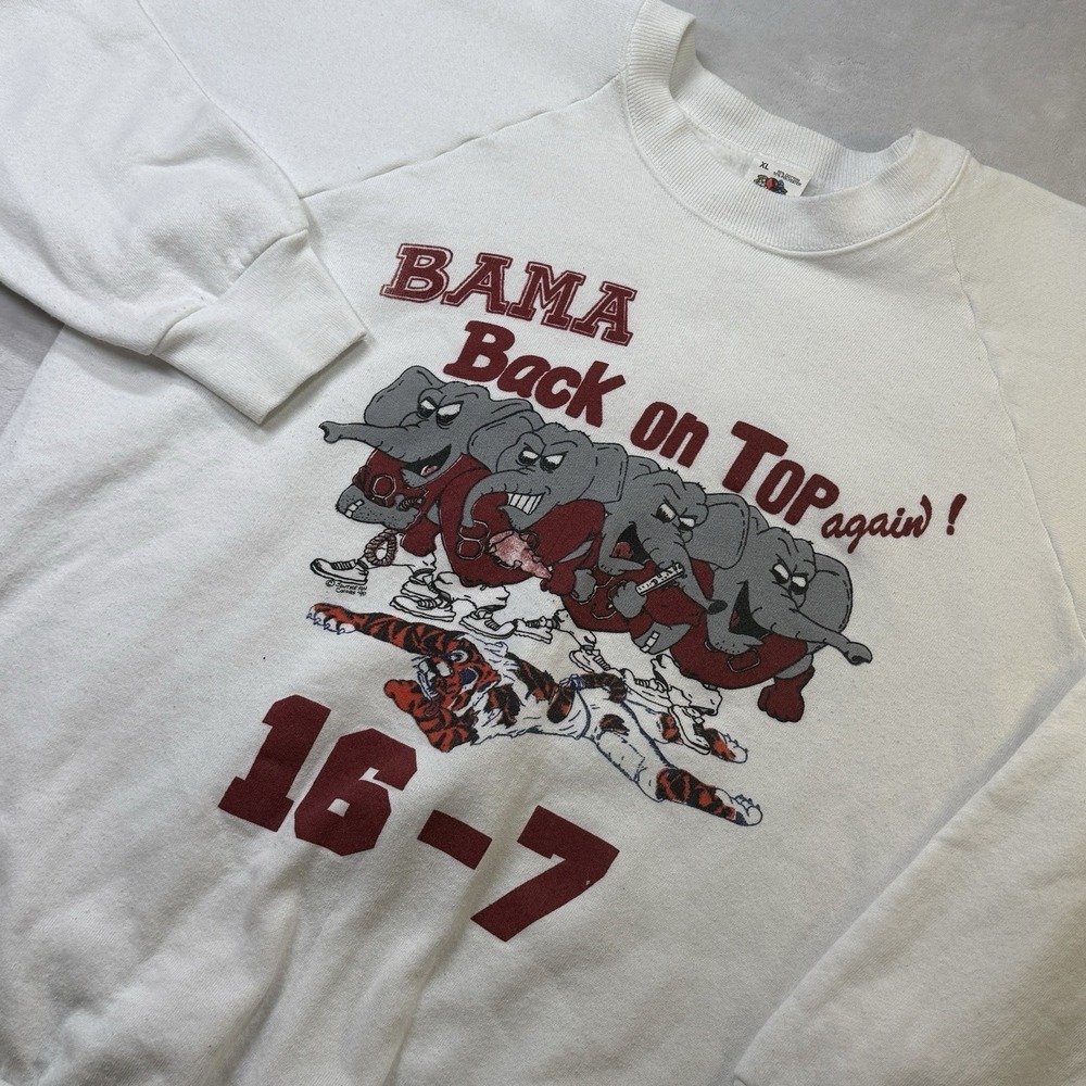 Vintage 1990 Alabama Crimson Tide Iron Bowl Sweatshirt 16-7 USA XL